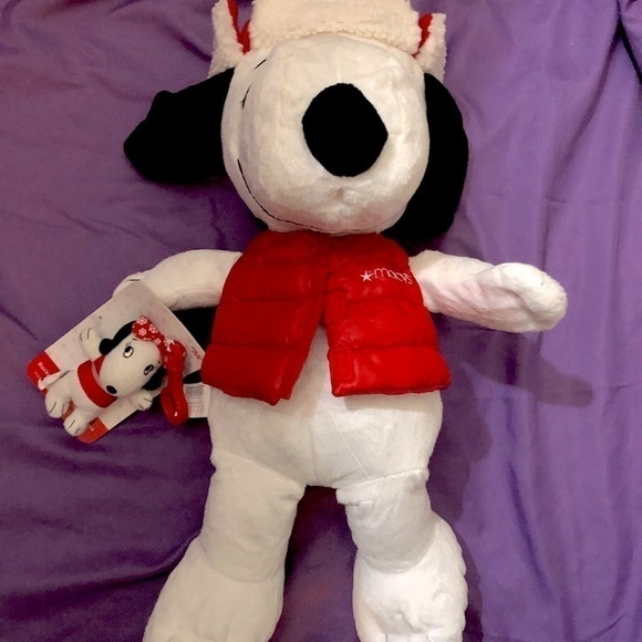 2015 Macy's Holiday Peanut's Snoopy Plush Stuffed Animal W/Sister Belle Clip 19” - Picture 5 of 12